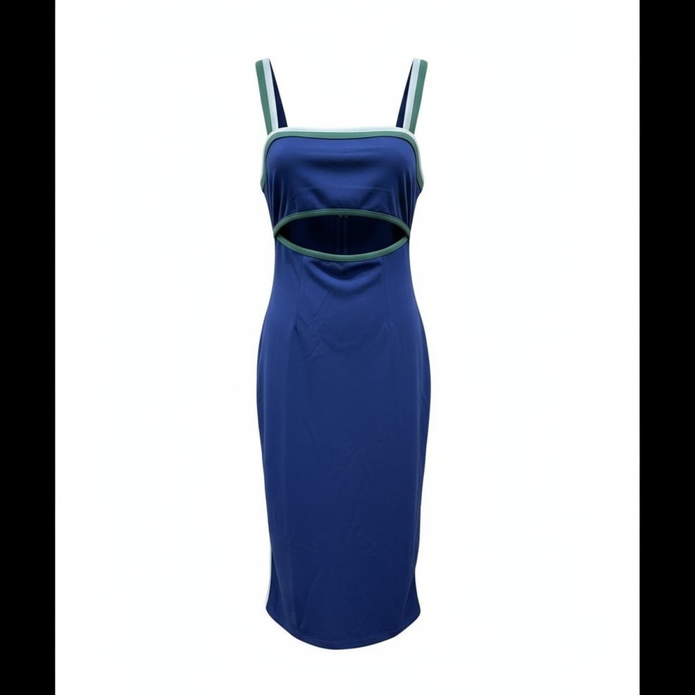 Hello Molly Summertime Groovin Blue Cutout Bodycon Midi Dress S /4 BandageDress